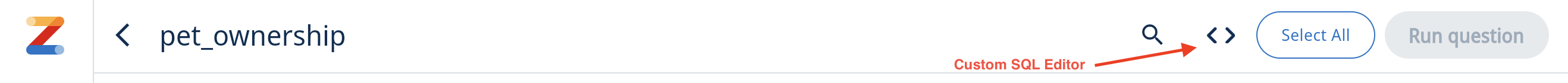 Режим редактора SQL в Zing Data с интерфейсом для написания SQL-запросов